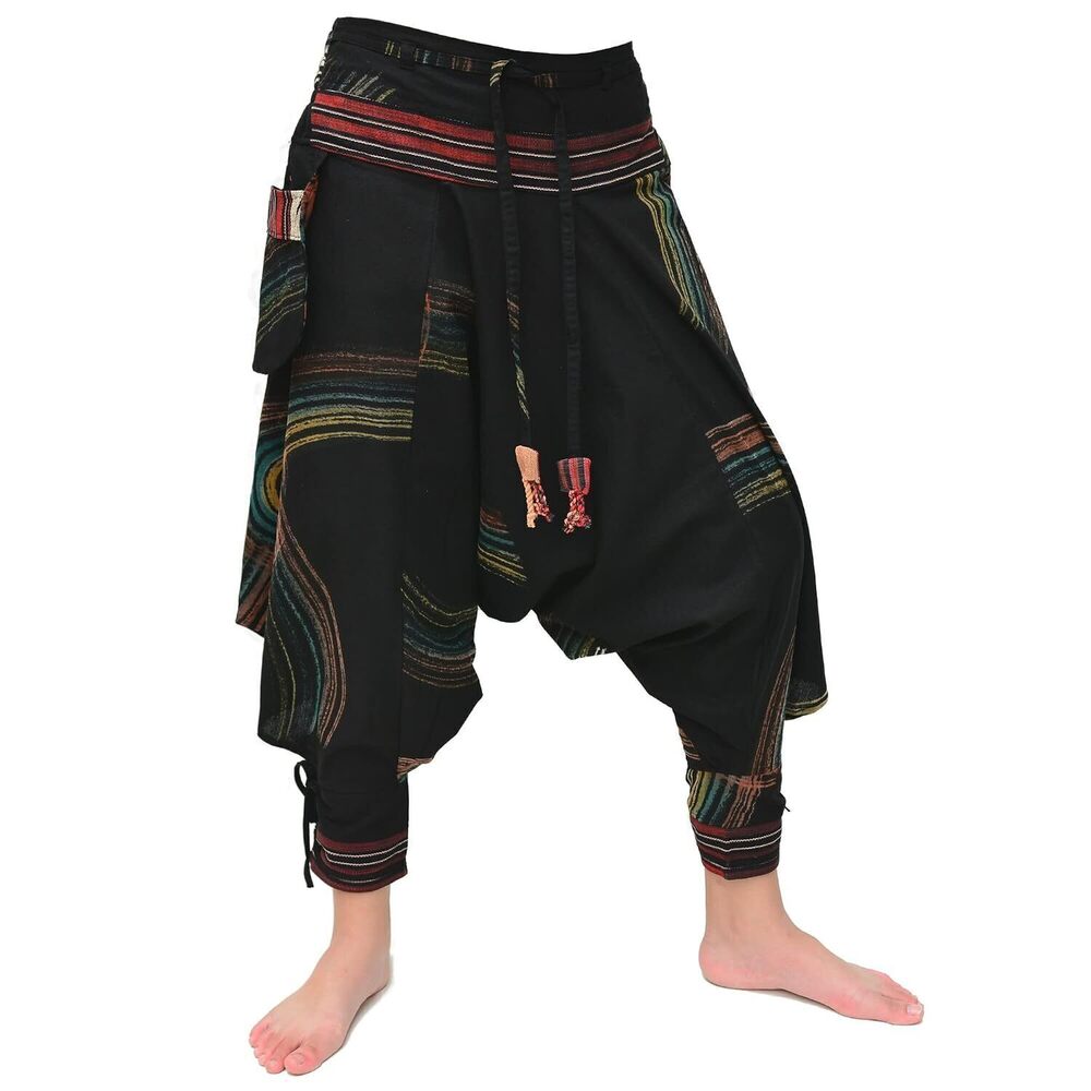 Samurai Yoga Ninja Harem Pants Men Women Lounge Trousers, Black